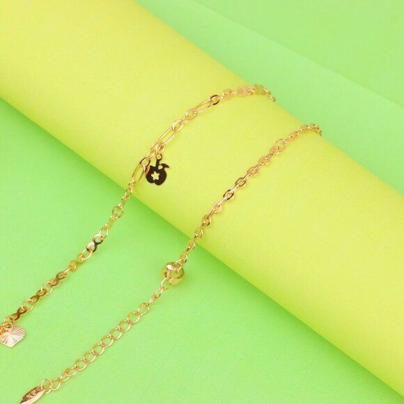 "Rose Gold Heart & Charm Anklet with Adjustable Link Chain, XPAL1076 - Picture 5 of 12